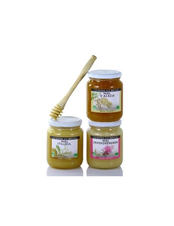 Coffret assortiment de miels Bio des Pyrénées - La Grange aux Abeilles