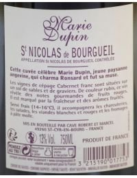 Etiquette Vin Rouge AOP St Nicolas de Bourgueil Marie Dupin