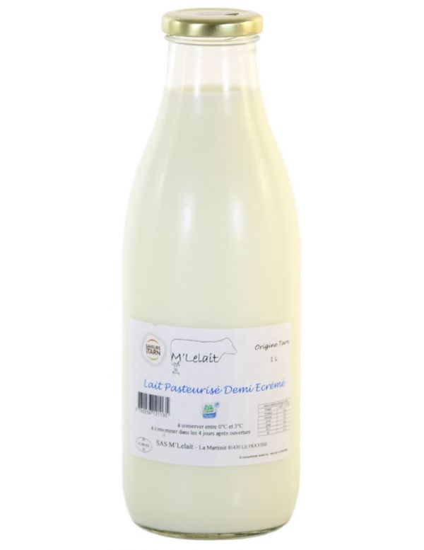 Lait demi-écrémé frais - Lait de vache fermier et pasteurisé - Achat