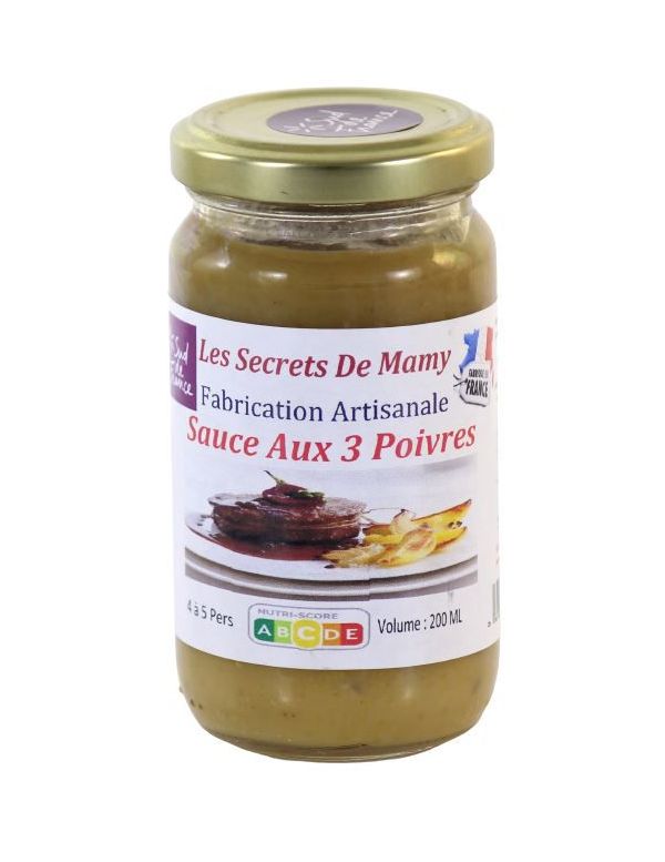 Sauce aux 3 poivres, fabrication artisanale vente sauce aux poivres