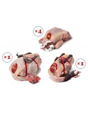 Lot découverte Volaille de Racan - 4 Pigeons + 1 Pintade + 1 Poulette