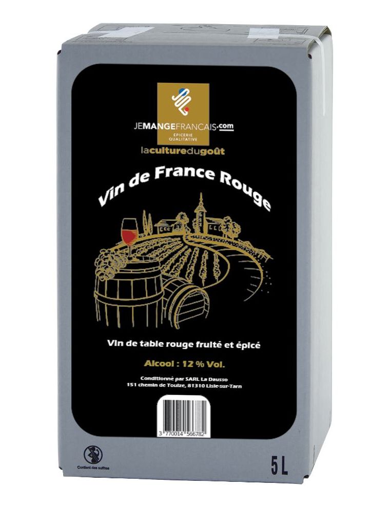 Vin de Table Rouge en Cubi 5 litres - Vin de France
