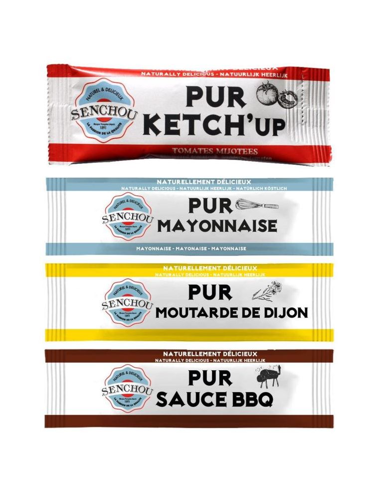 Dosettes individuelles : mayo, ketchup, moutarde & sauce BBQ - Senchou