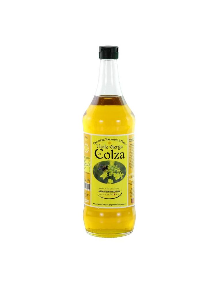huile de colza vierge en bouteille en verre