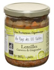 Conserve lentilles bio cuisinées aux carottes et gingembre - 2 parts