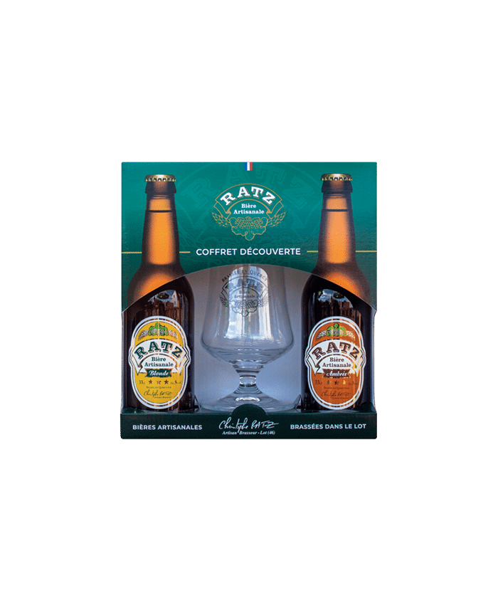 coffret 2 bouteilles de bières de 33 cl et un verre