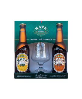 coffret 2 bouteilles de bières de 33 cl et un verre
