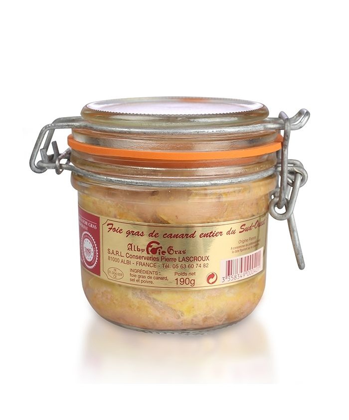 Foie gras de canard entier du Sud-Ouest conserve de 190 g