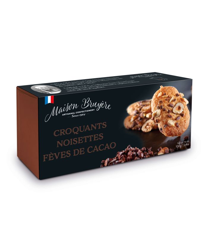 Croquants Noisettes Fèves de Cacao  - Biscuit français, fabrication artisanale