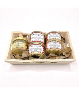 Corbeille garnie en bois – Foie gras & pâtés du terroir