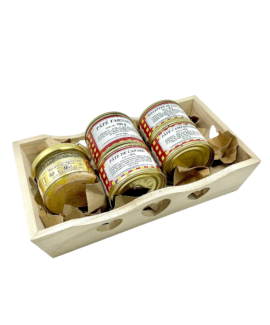 Corbeille garnie en bois – Foie gras & pâtés du terroir