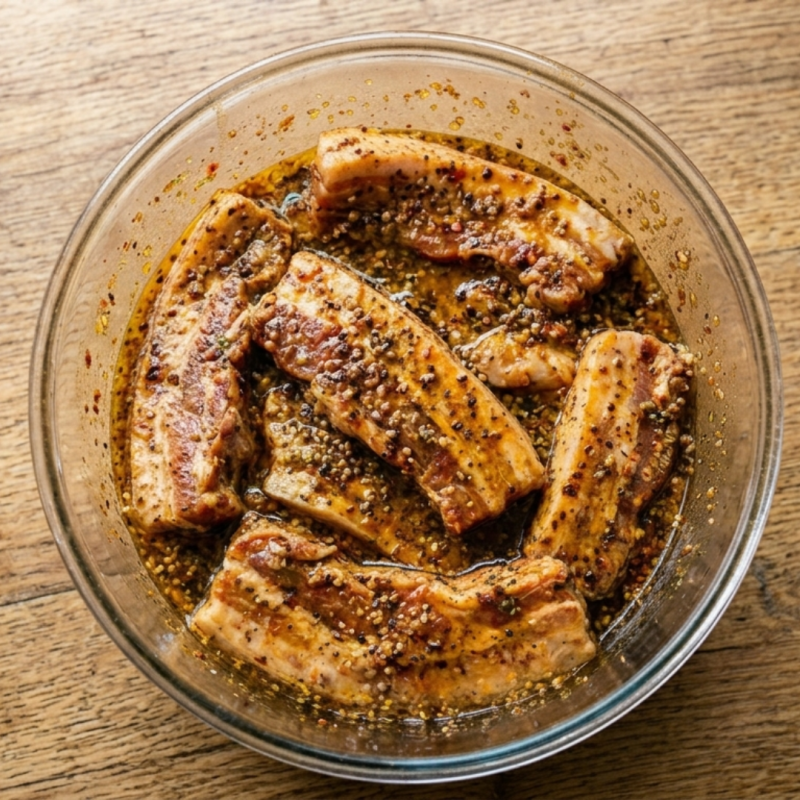poitrine de porc marinée façon Tex Mex
