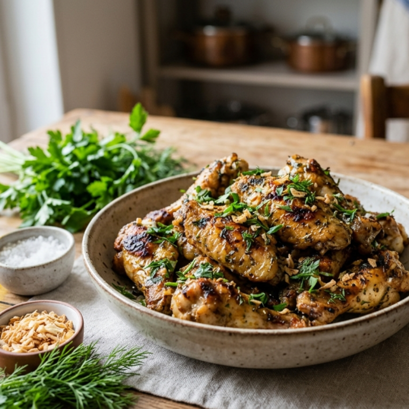 manchons de poulet mariné maitre d'hôtel