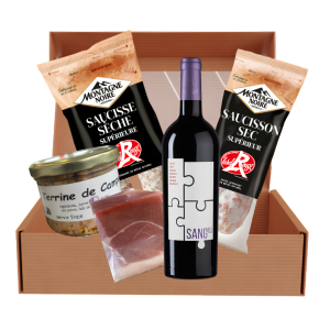 Coffret cadeau gourmand charcuterie et vin