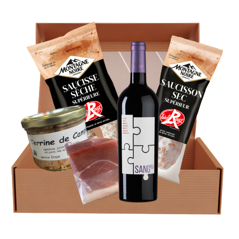 Coffret cadeau gourmand charcuterie et vin