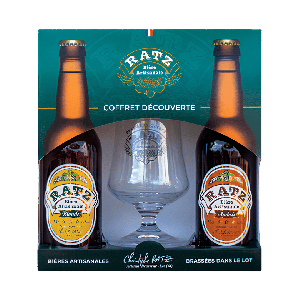 coffret 2 bouteilles de bières de 33 cl et un verre