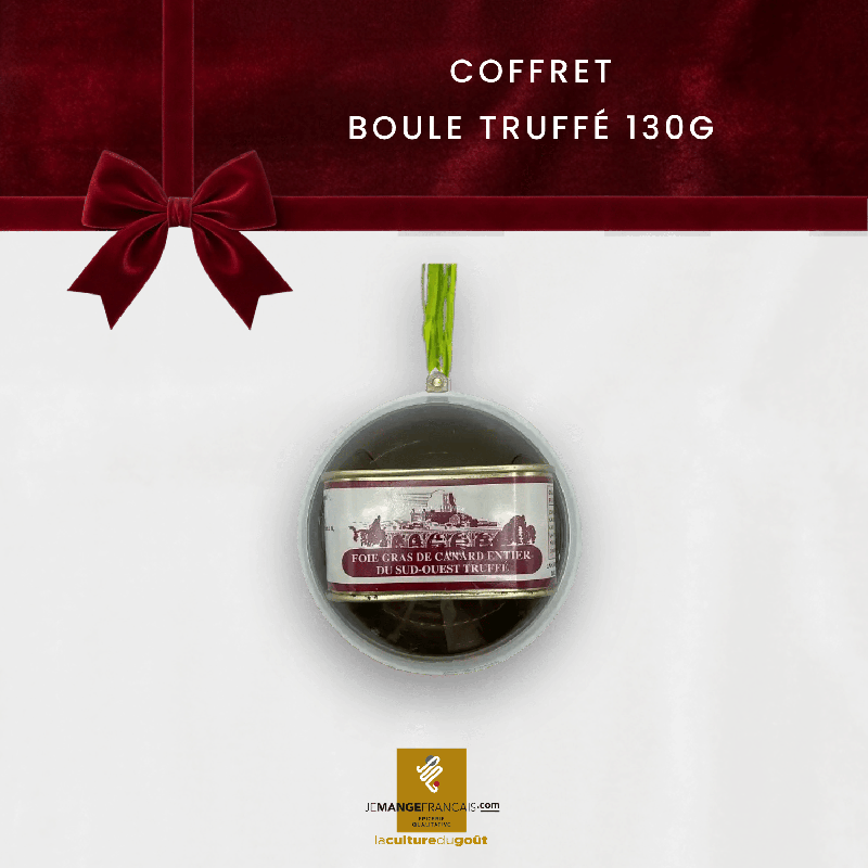 Foie gras de canard truffé 130 g dans sa boule de Noël