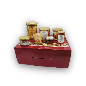 Valisette remplie de produits du terroir avec foie gras