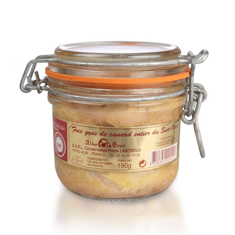 Foie Gras de canard entier du Sud-Ouest conserve de 190 g