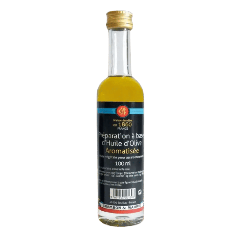 Préparation à base d'huile d'olive aromatisée (Arôme truffe noire)