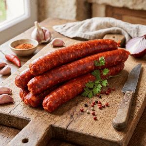 Merguez Bœuf & Agneau épicées - mise en scène