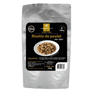 Risotto de poulet aux cèpes plat cuisiné pour 2 personnes - mise en scène
