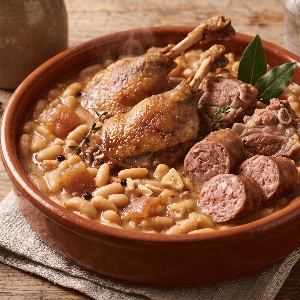 Cassoulet du Sud-Ouest aux manchons de canard - mise en scène