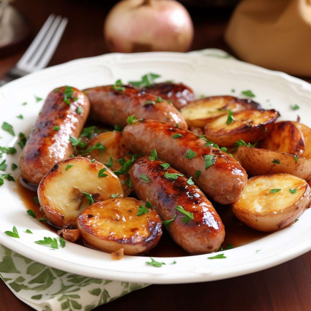 Recette de la saucisse de Toulouse poêlée avec pommes de terre et oignons 
